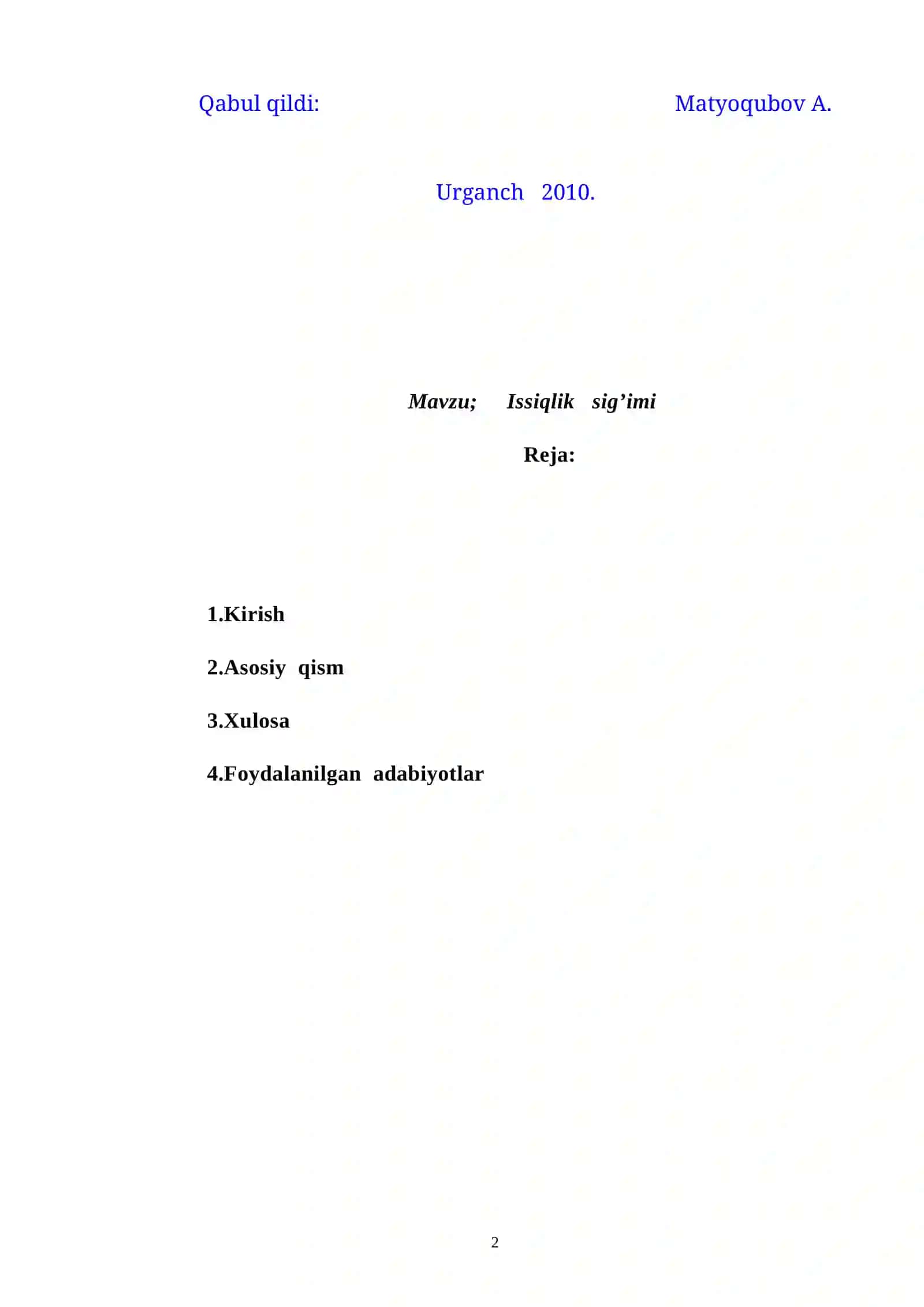 Issiqlik sig’imi 2