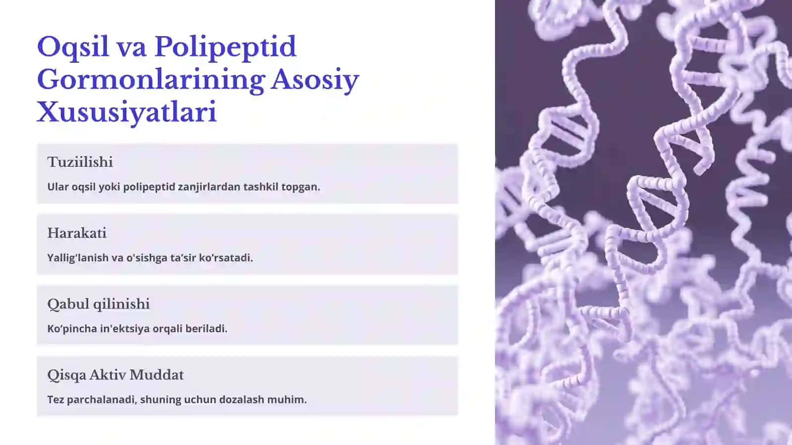 Oqsil va Polipeptid Zanjirli Gormonal Preparatlar va Steroid Tuzilishiga Ega Bo'lgan Gormonal Preparatlar 2