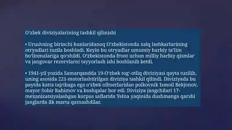 O’zbekistonlik jangchilarning frontda jasorati 2