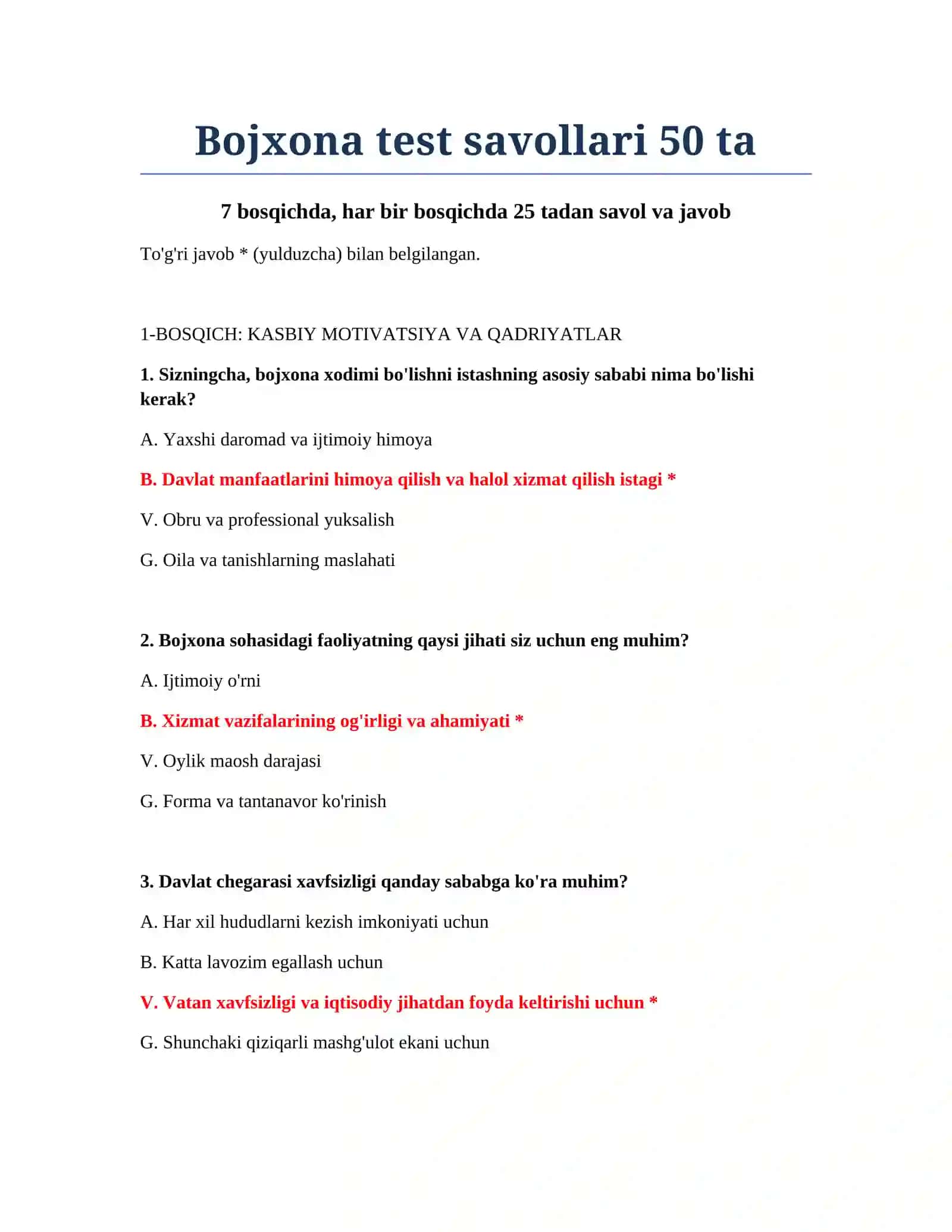 Bojxona Test Savollari 2
