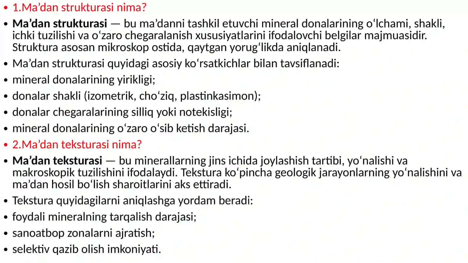 Ma’danlarni tadqiq qilish fanidan 3 topshiriq 2