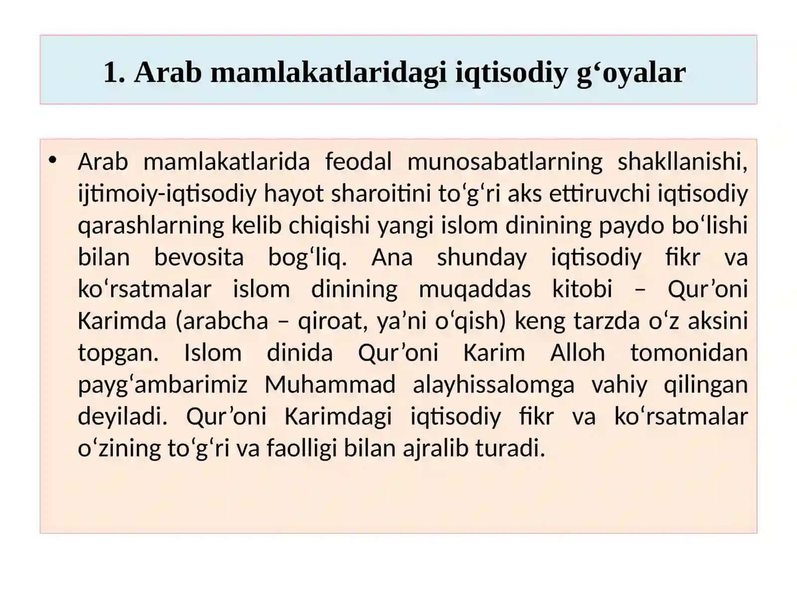 O‘rta asr davridagi iqtisodiy ta”limotlar 2