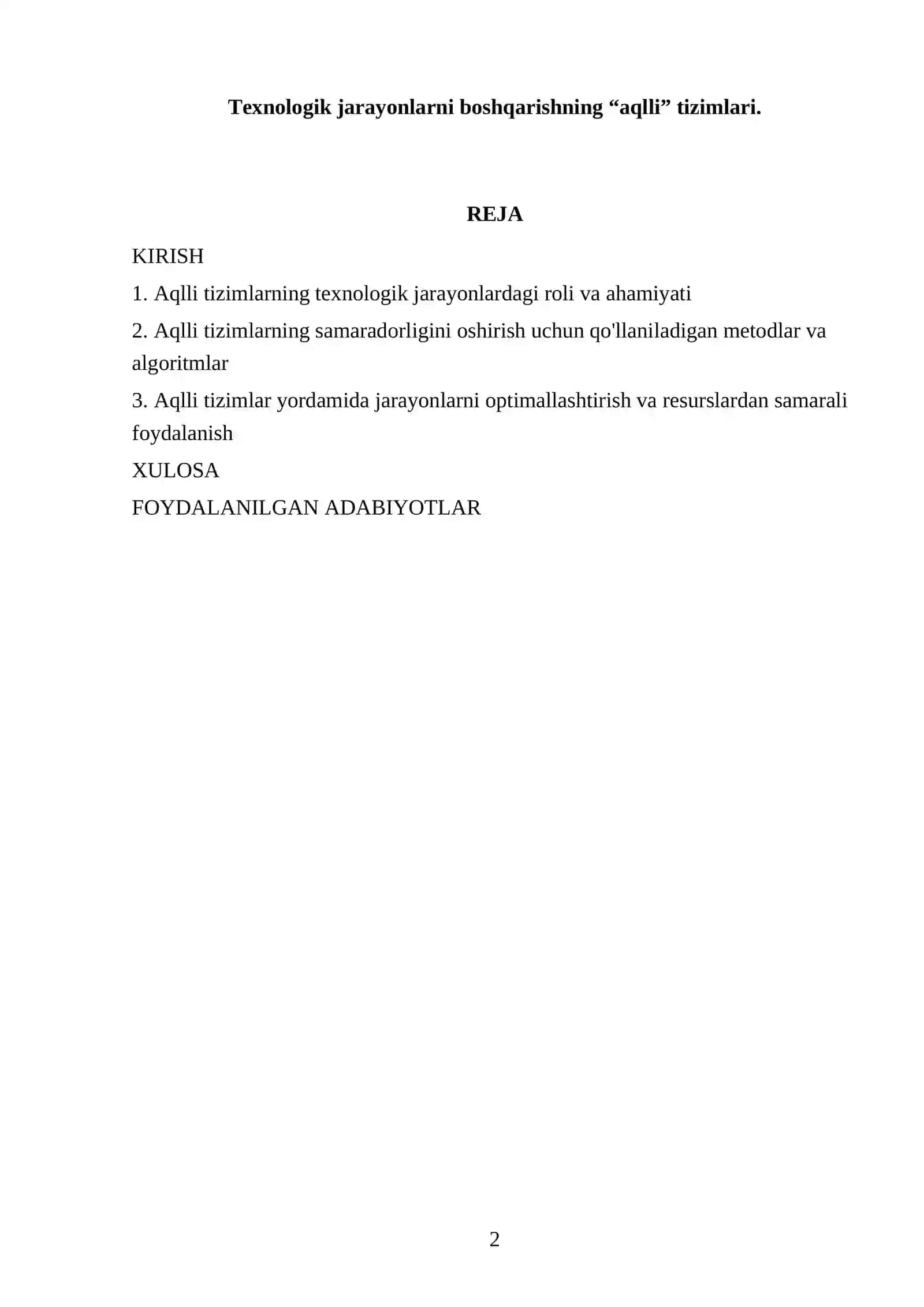 Texnologik jarayonlarni boshqarishning “aqlli” tizimlari 2