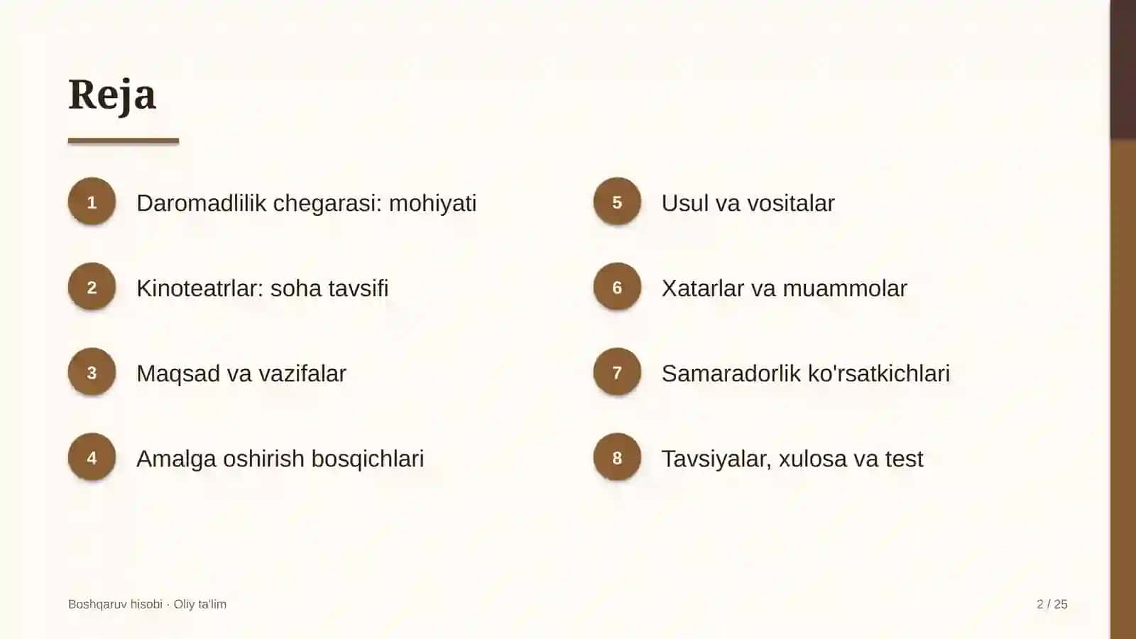 Kinoteatrlarda daromadlilik chegarasini aniqlash 2