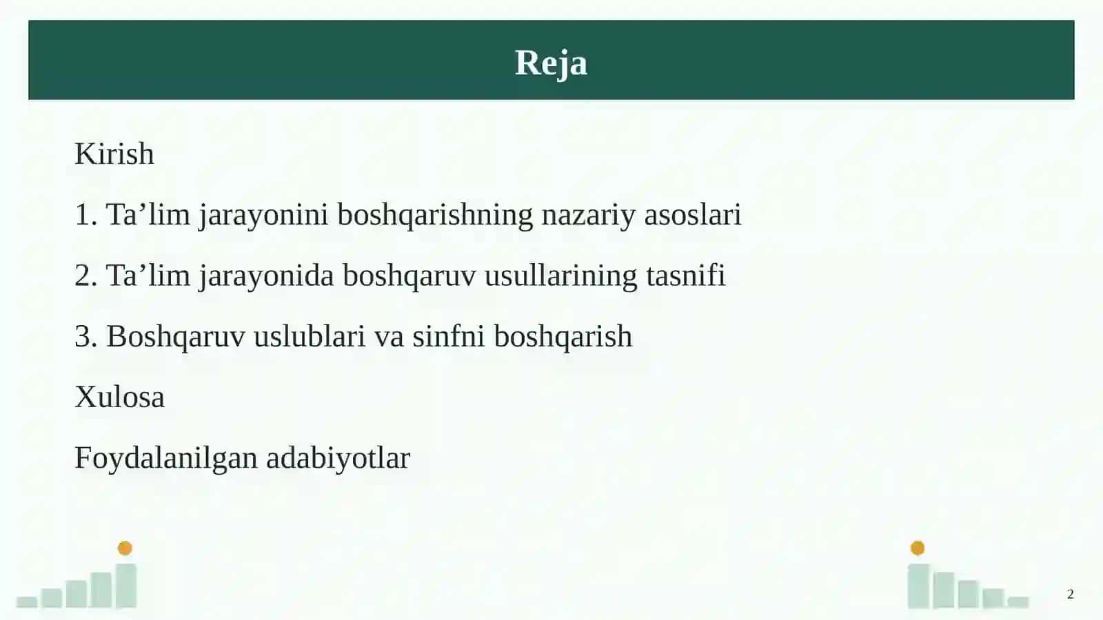 Ta’lim jarayonida boshqaruv usullari 2