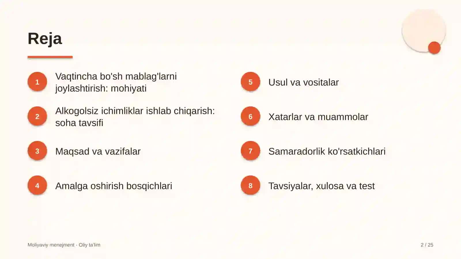 alkogolsiz ichimliklar ishlab chiqarishda vaqtincha bo'sh mablag'larni joylashtirish 9618 2