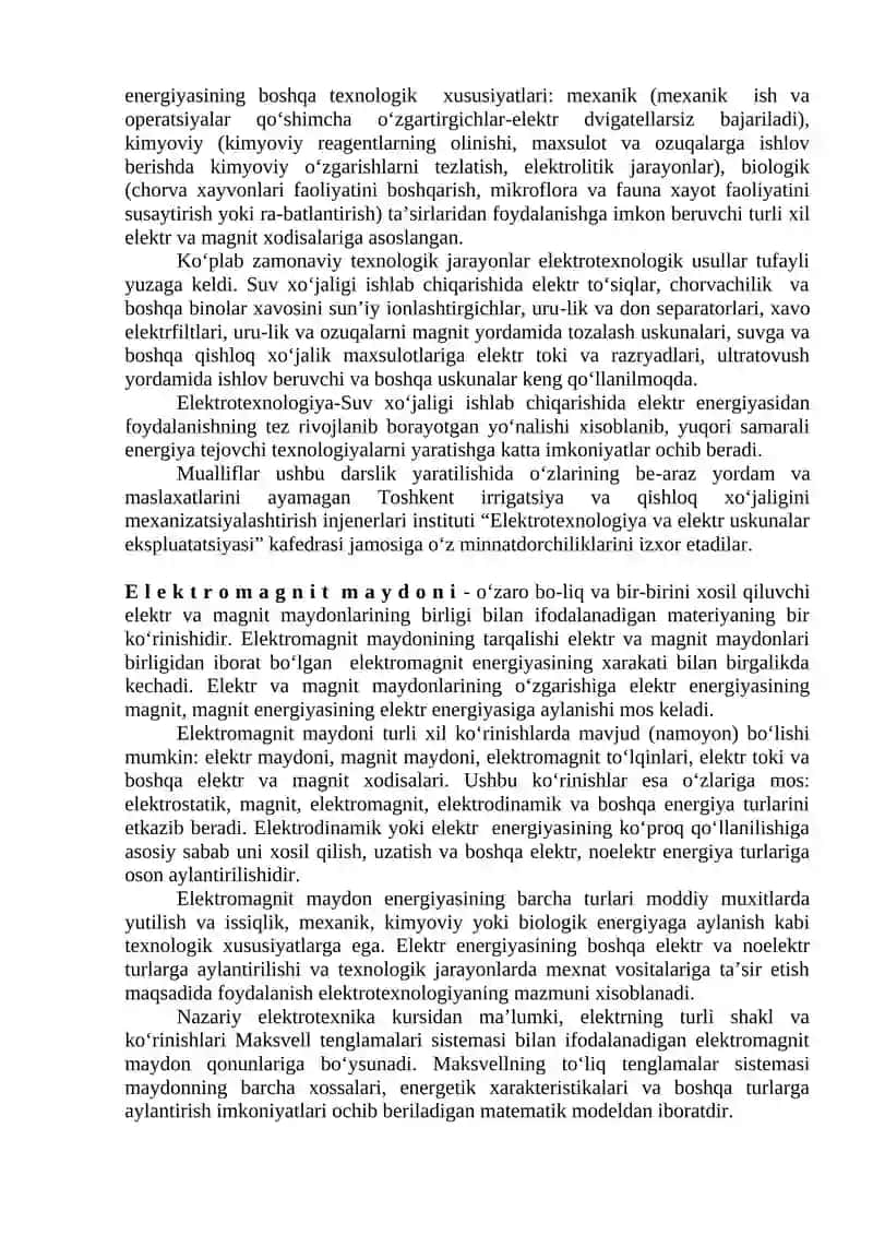 ELEKTROMAGNIT MAYDON ENERGIYASI VA UNI BOSHQA TURDAGI ENERGIYAGA AYLANTIRISH VA UMUMIY QONUNIYATLARI 2