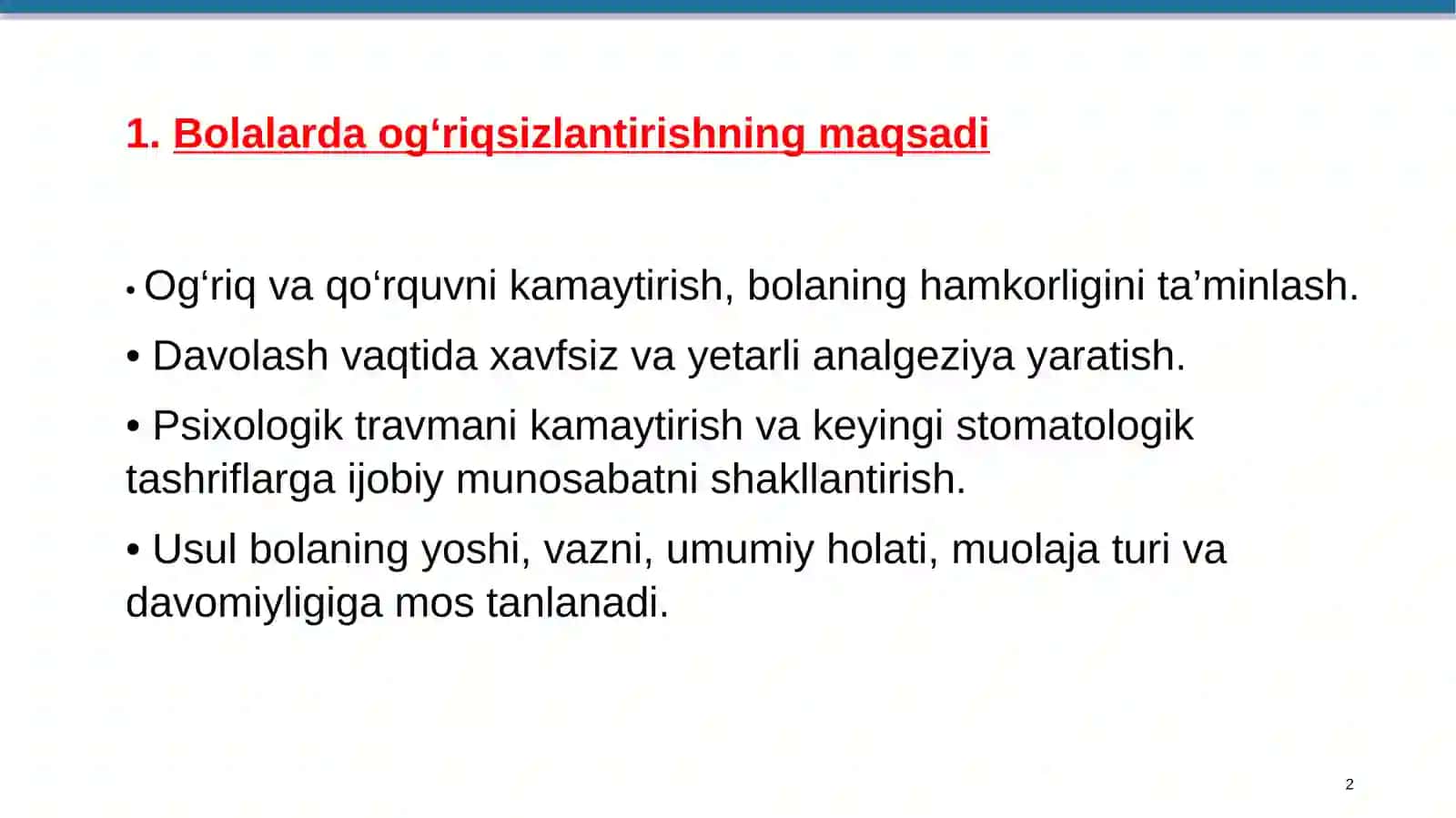 Bolalar stomatologiyasida og'riqsizlantirish va tish olish 2