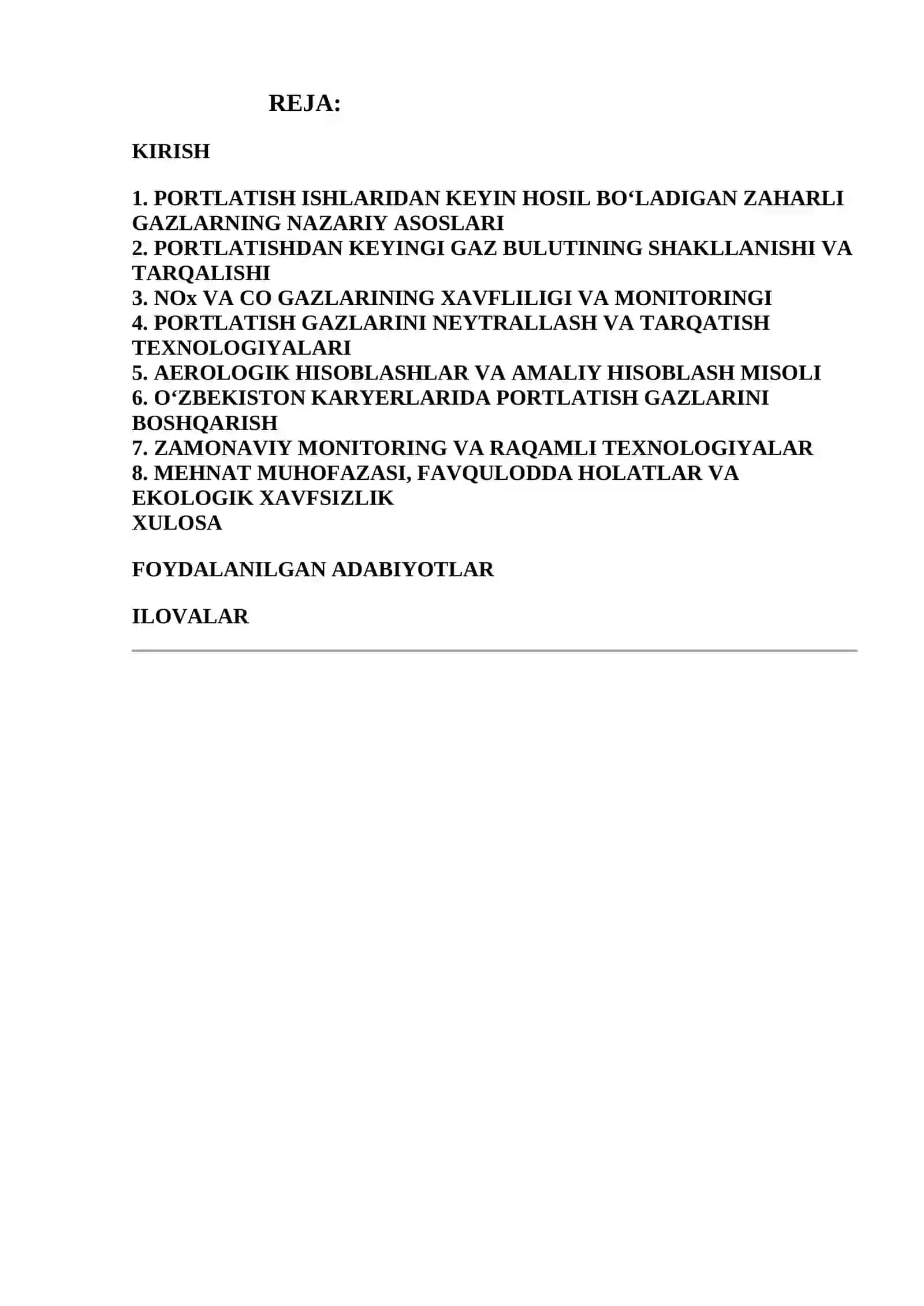 Portlatish ishlaridan keyin hosil bo‘ladigan zaharli gazlar (NOx, CO) bulutini neytrallash usullari 2