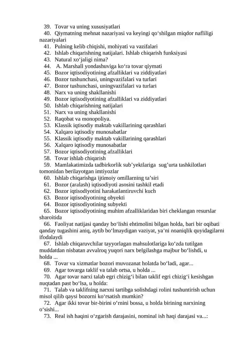 IQTISODIYOT NAZARIYASI FANIDAN 2