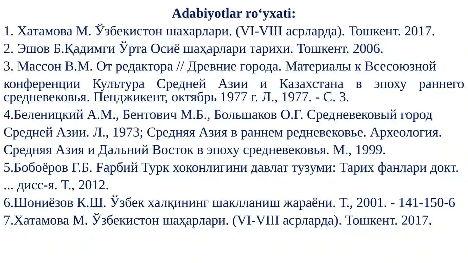 O‘zbekiston shaharlar tarixi fanining predmeti, maqsad va vazifalari 2