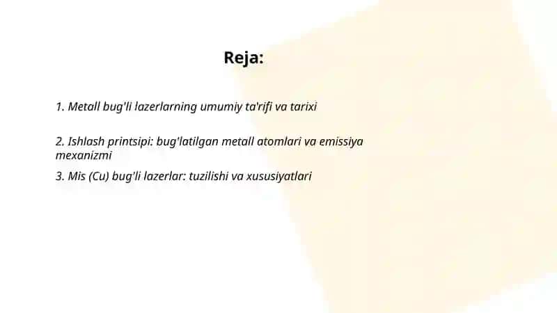 Metall bug'li lazerlar 2