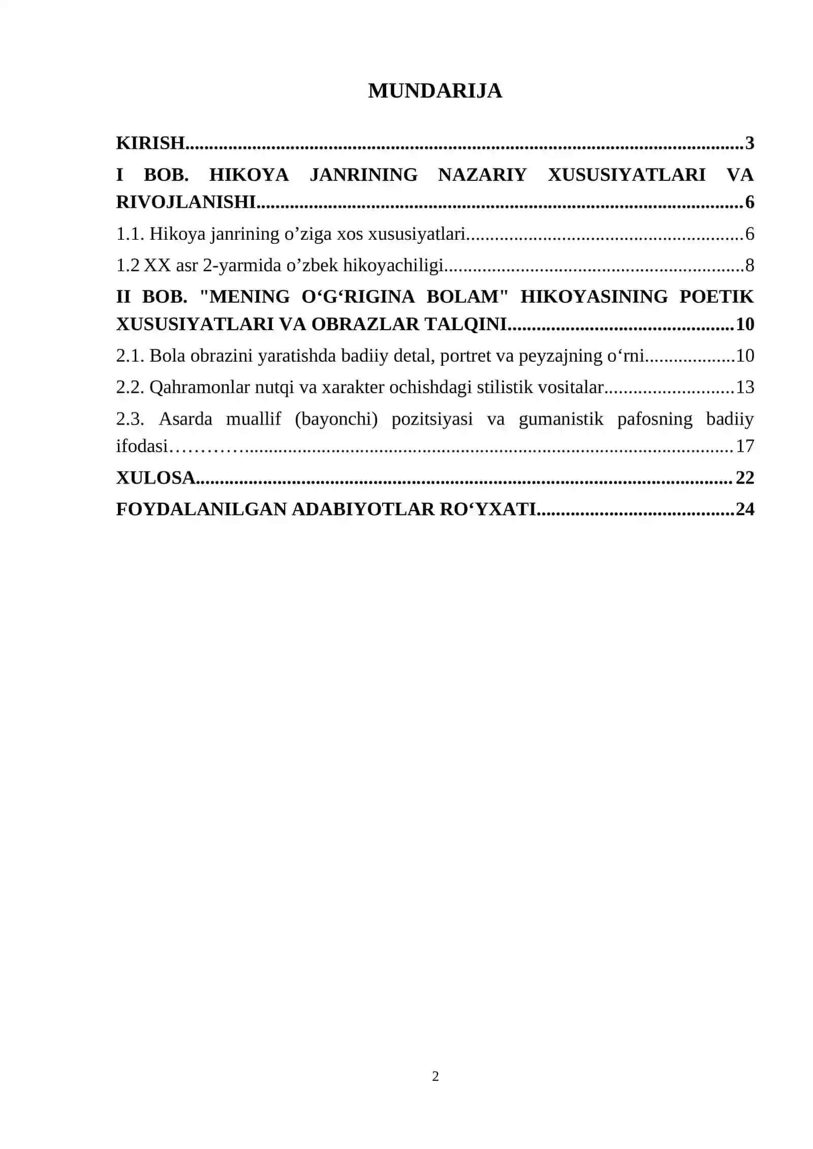 Gʻafur Gʻulomning "Mening oʻgʻrigina bolam" hikoyasida bola obrazi 2