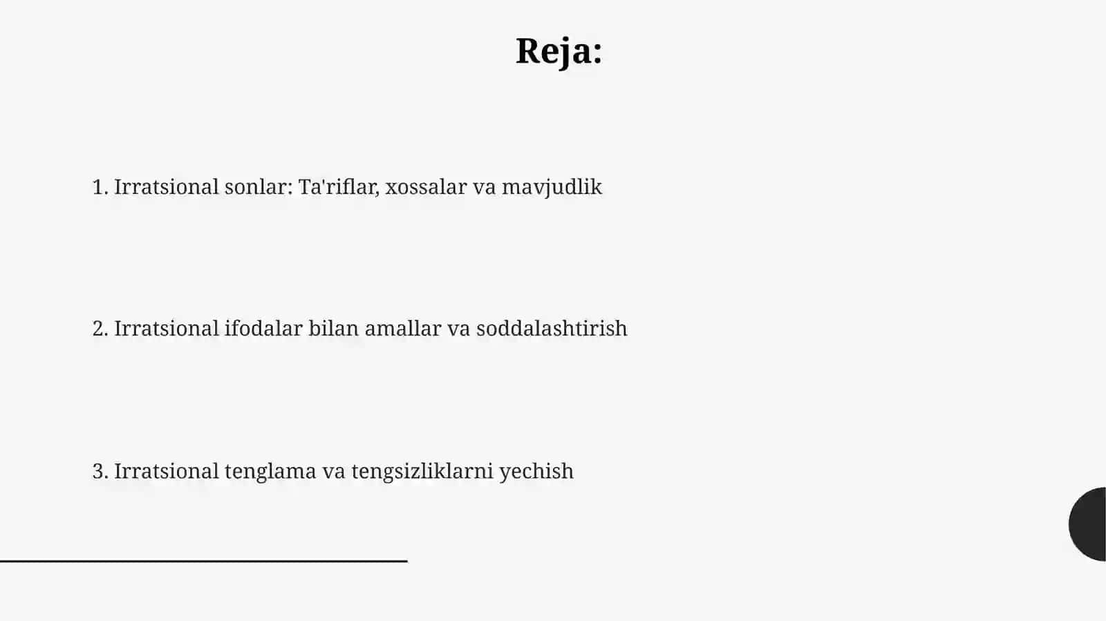 Irratsional sonlargadoirmisollaryechish 2