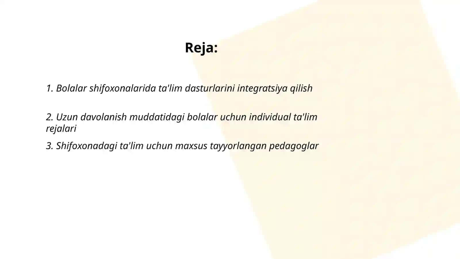 Tibbiyot muassasalarida uzoq muddat davolanayotgan bolalar uchun taʼlim muhitini yaratish 2