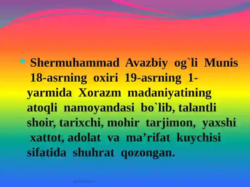 Shermuhammad Munis she’riyati 2