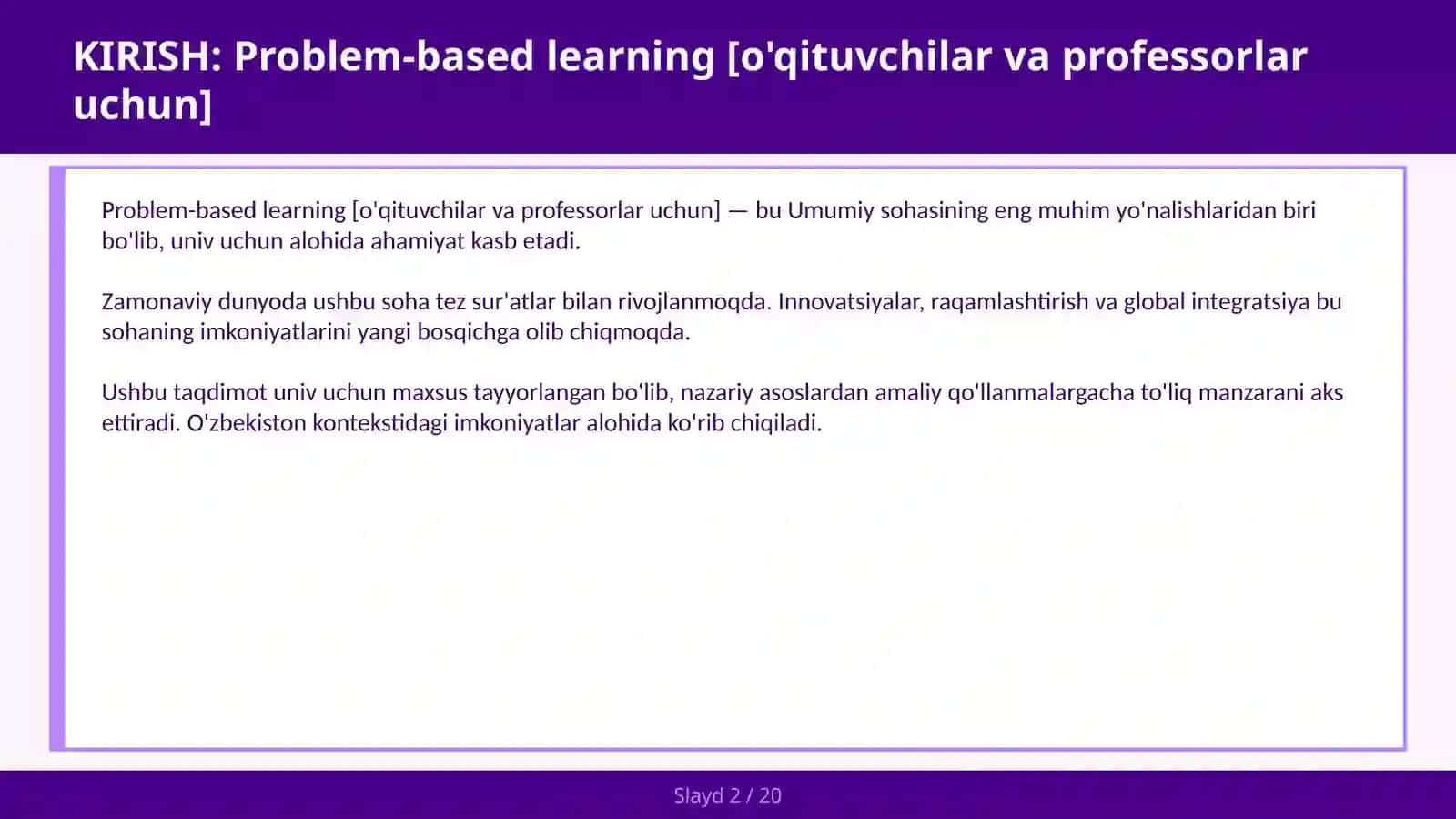 Problem-based learning [o'qituvchilar va professorlar uchun] 2