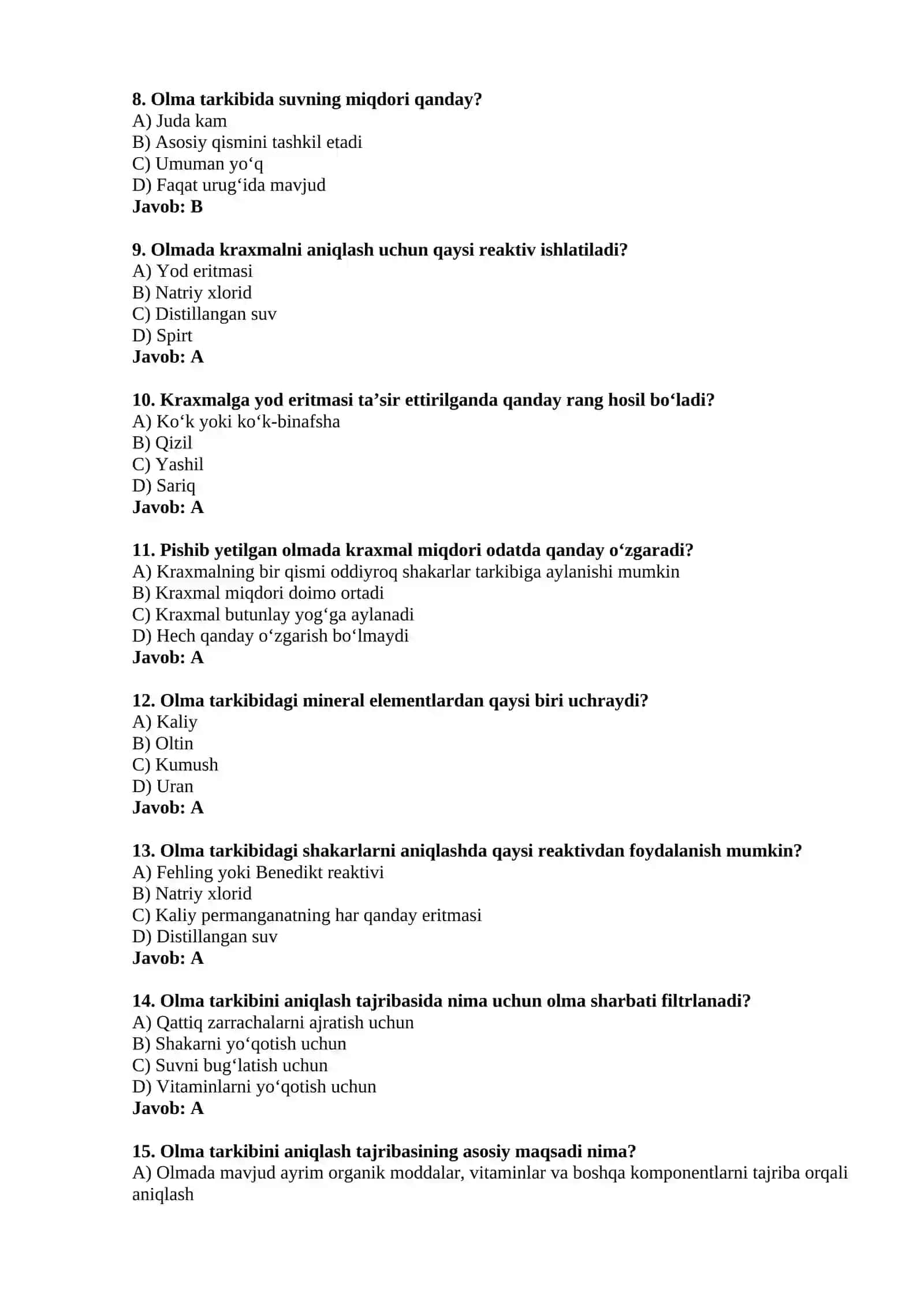 Olma tarkibini aniqlash 2