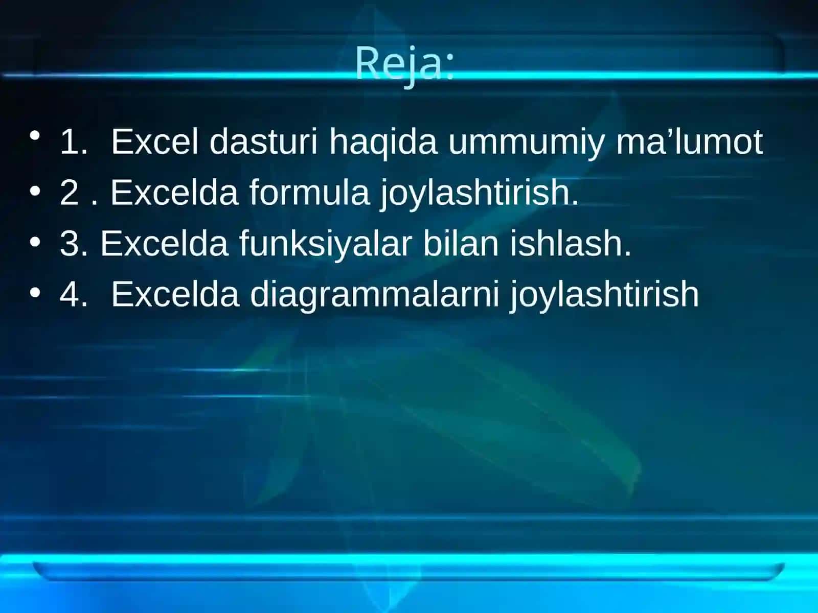 Excelda formulalar va funksiyalar bilan ishlash, diagrammalar yaratish 2