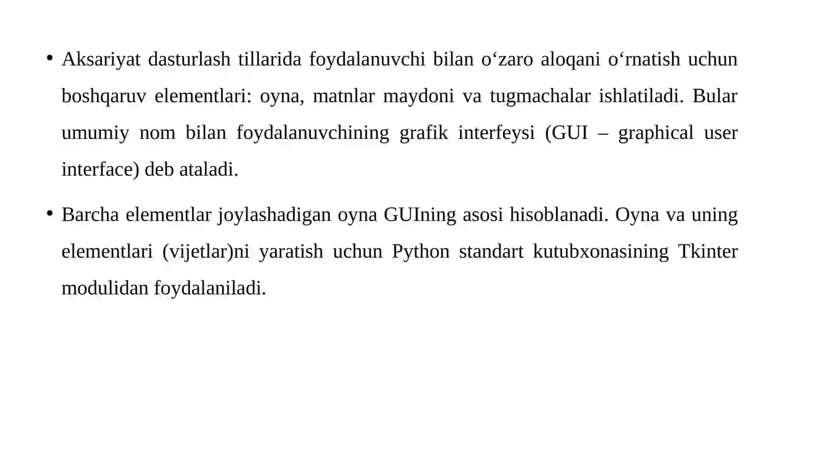 Tkinter yordamida grafik interfeys yaratish 2