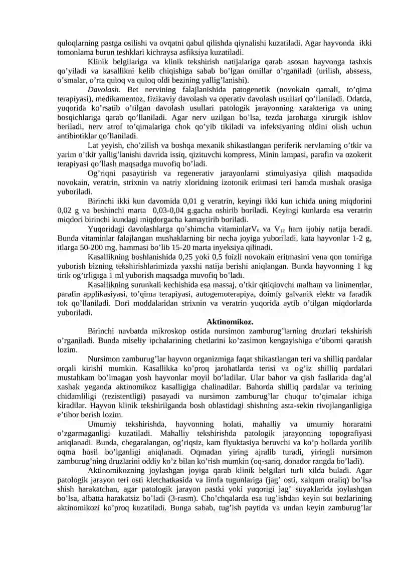 BOSH SOHASIDA UCHRAYDIGAN KASALIKLARNI DAVOLAShNI KASAL HAYVONDA NAMOYISh QILISh 2