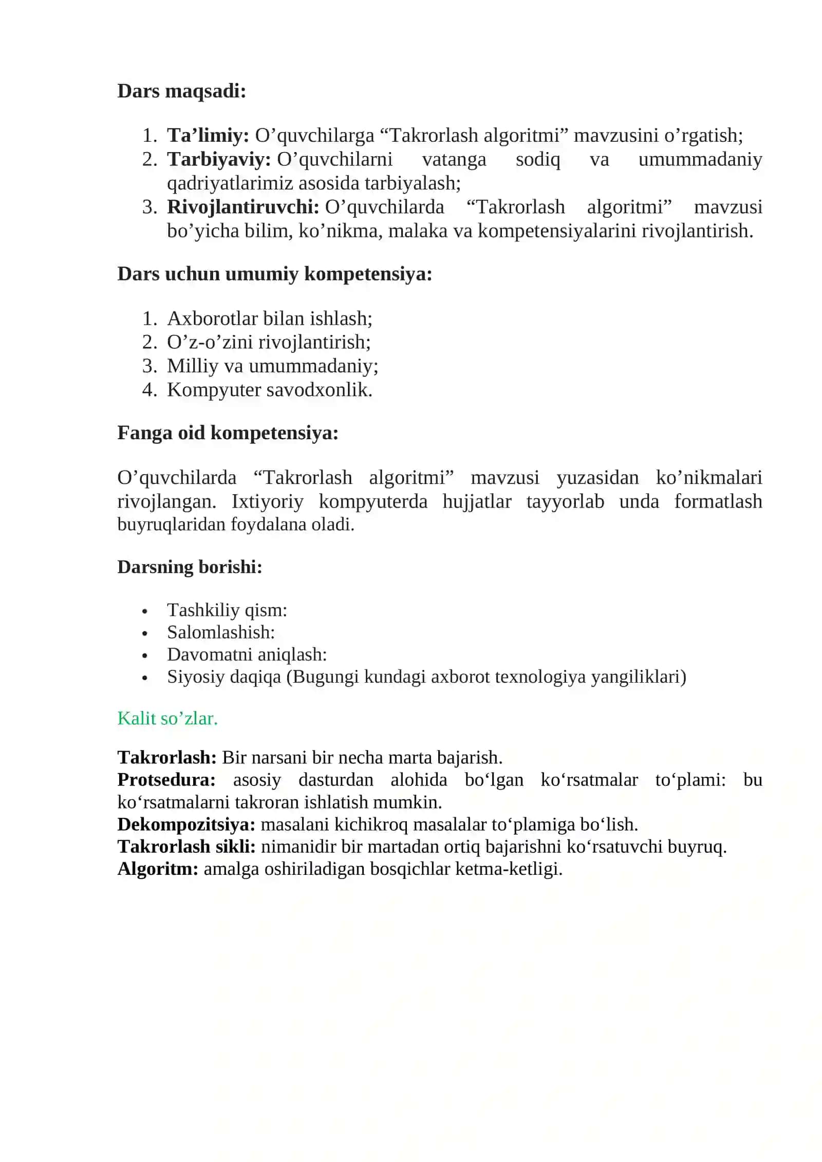Takrorlash algoritmi 2