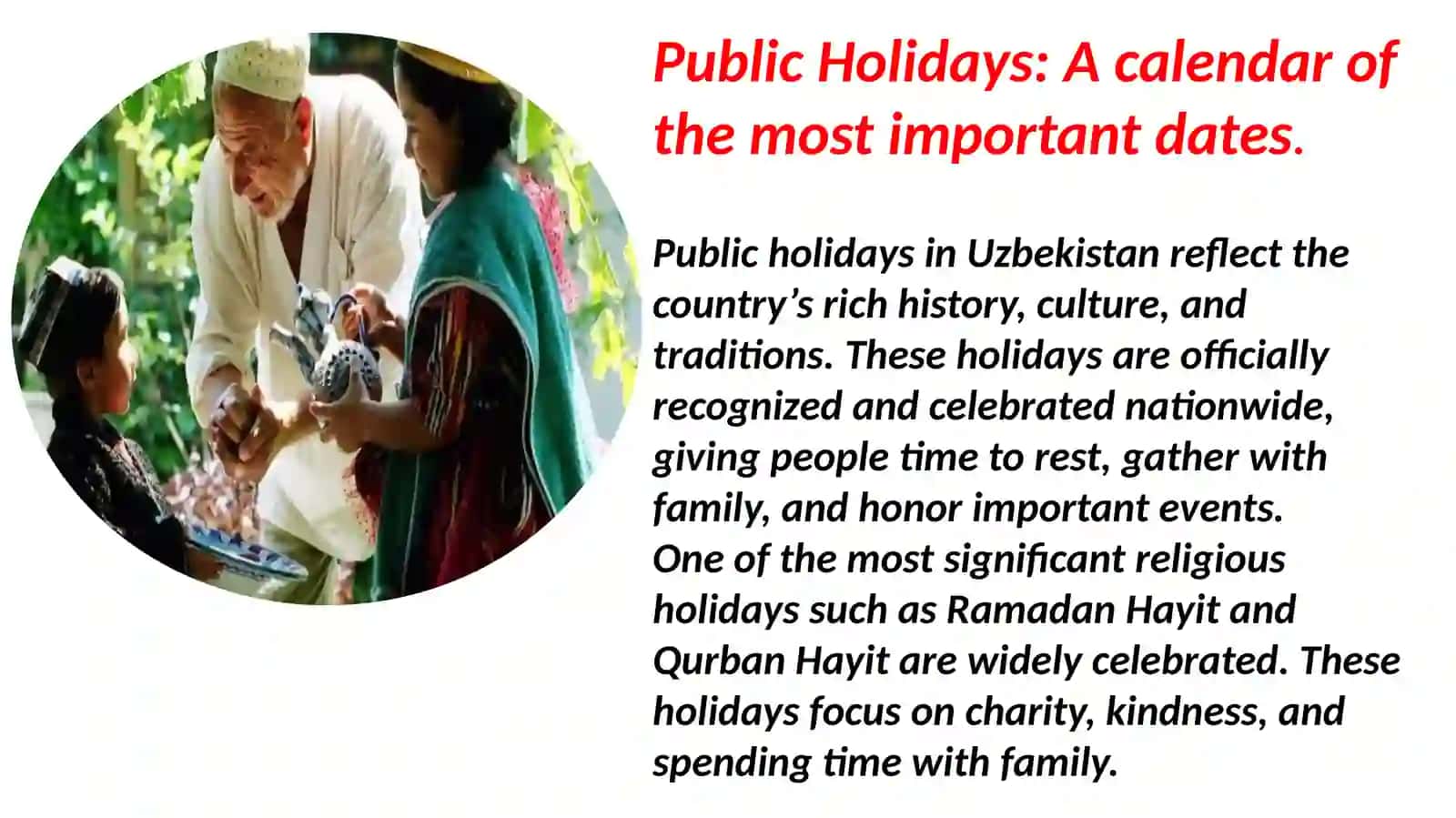 NATIONAL HOLIDAYS AND CUSTOMS OF UZBEKISTAN 2