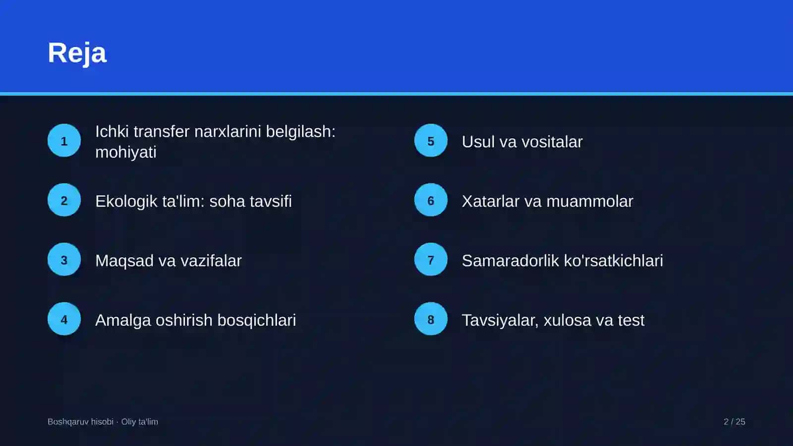 Ekologik ta'limda ichki transfer narxlarini belgilash 2