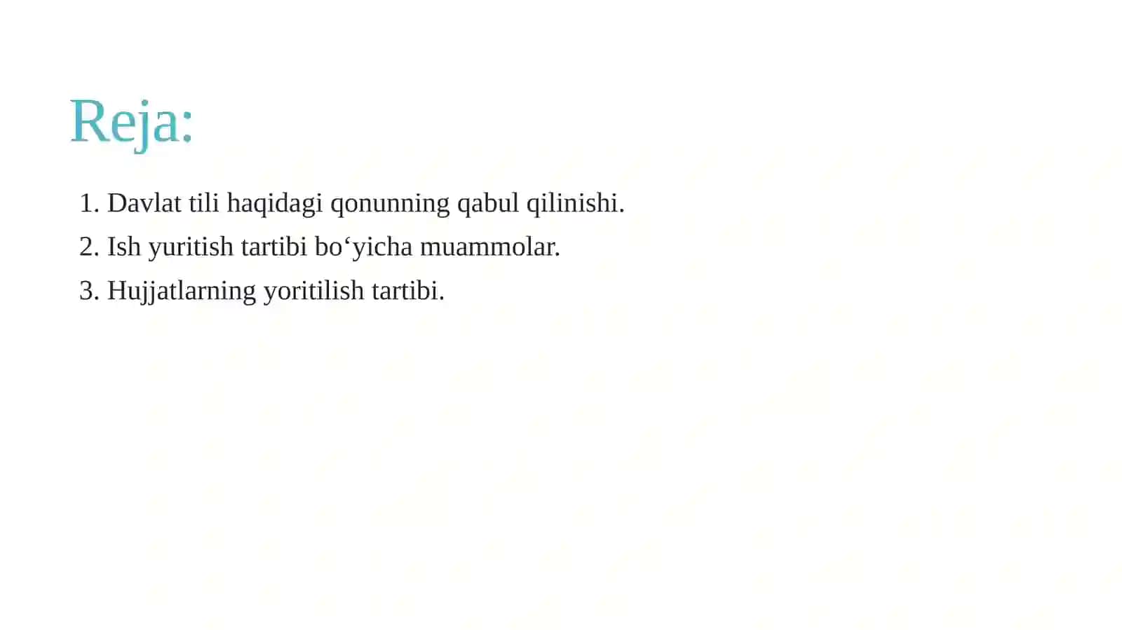 Davlat tili haqidagi qonun hujjat yurituvga oid moddalari tahlili, amaliyoti va muammolari 2