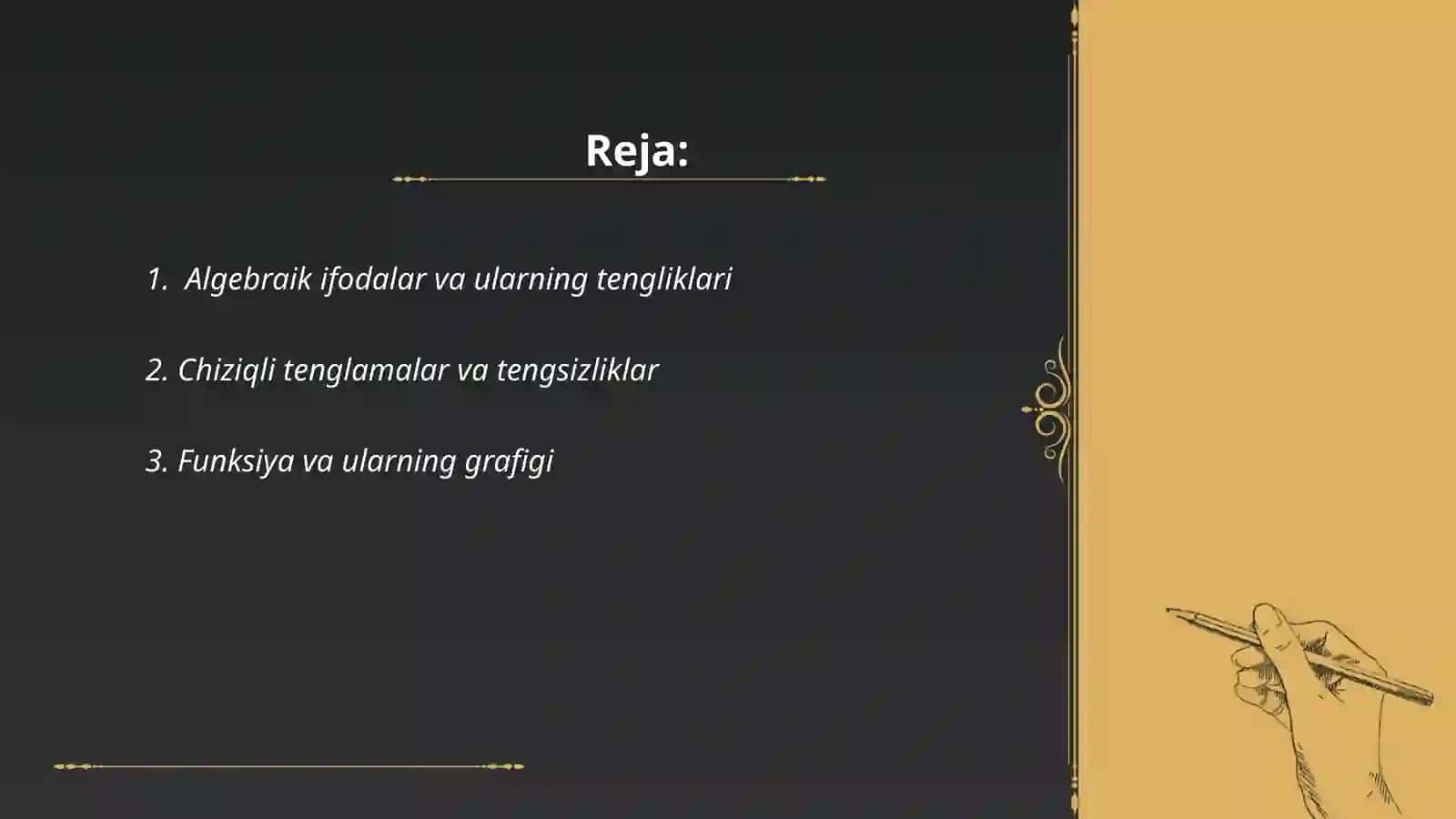 TIMSS xalqaro baholash dasturida "Algebra", "Geometriya" va "Maʼlumotlar va ehtimollik" mazmun sohasiga oid mashgʻulot ishlanmasini tayyorlash 2