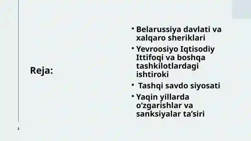 Belarussiya Davlatining Taşqiiqtisodiy Aloqalari 2
