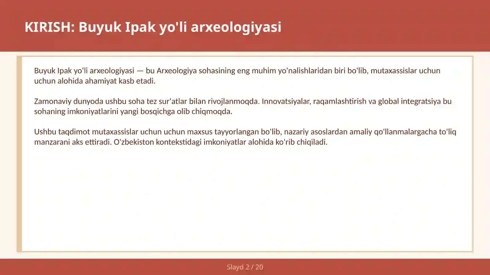 BUYUK IPAK YO'LI ARXEOLOGIYASI 2