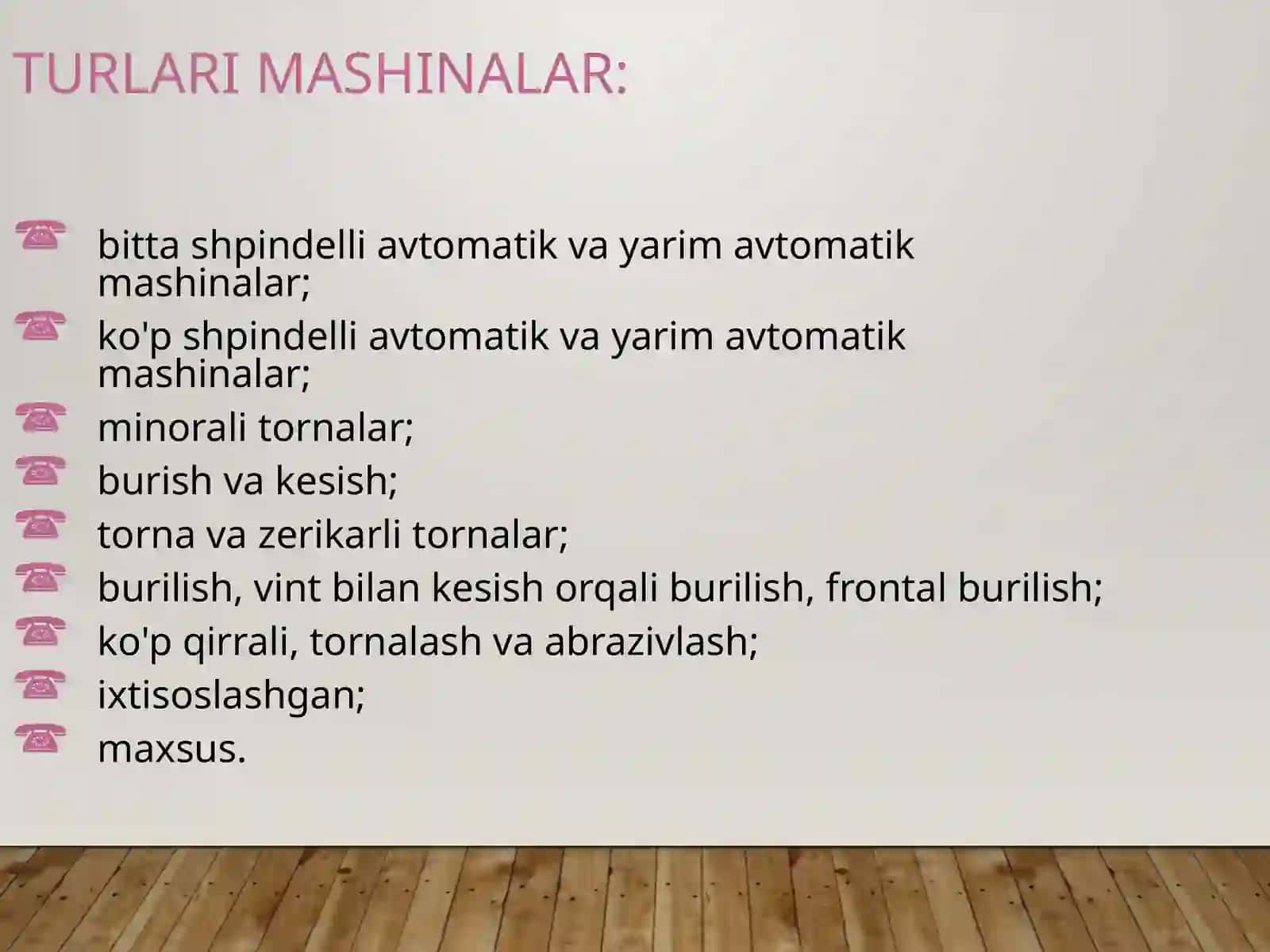Staninalarga ishlov berish ketma-ketligi 2