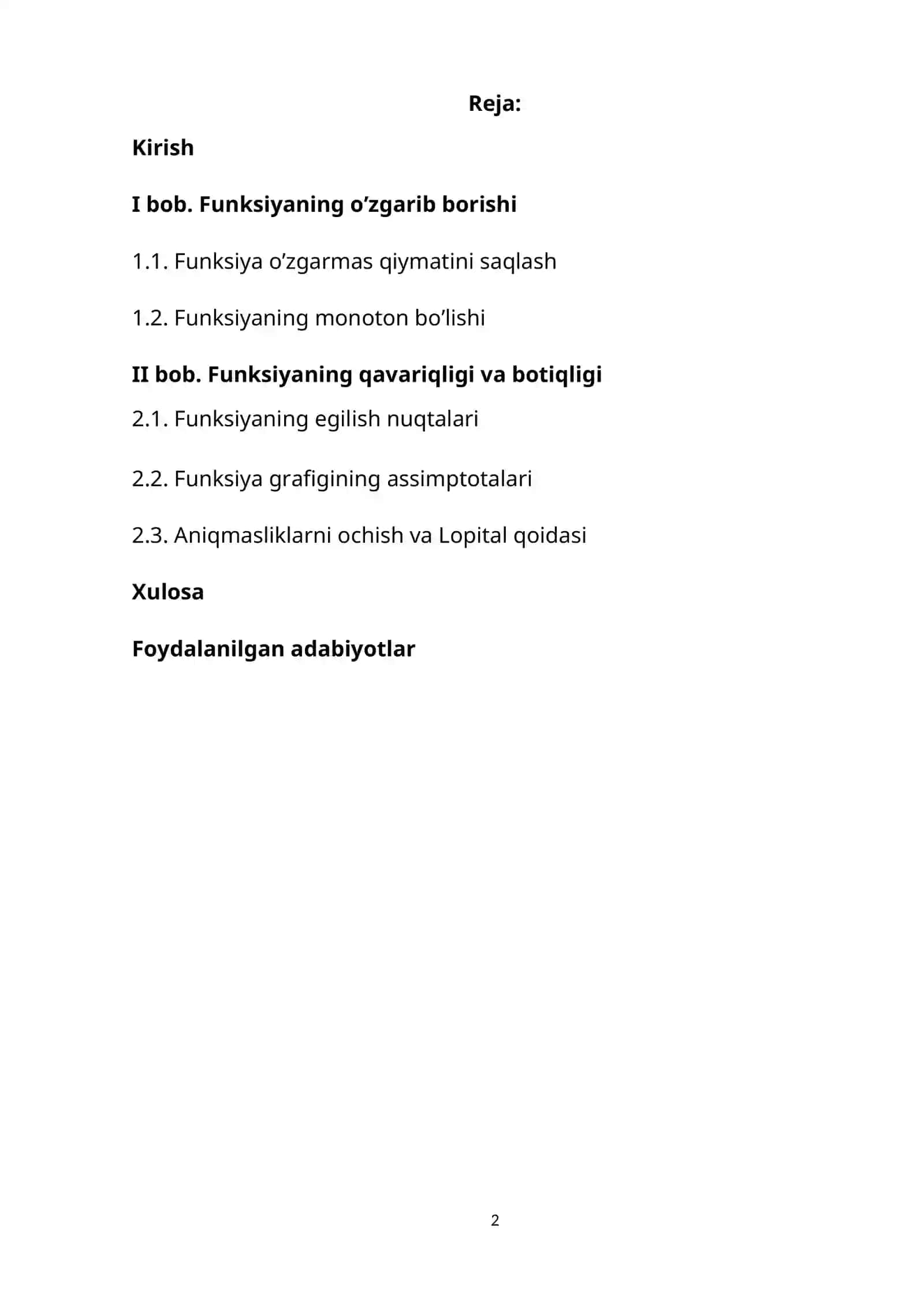 Differensial hisobning ba'zi bir tadbiqlari 2