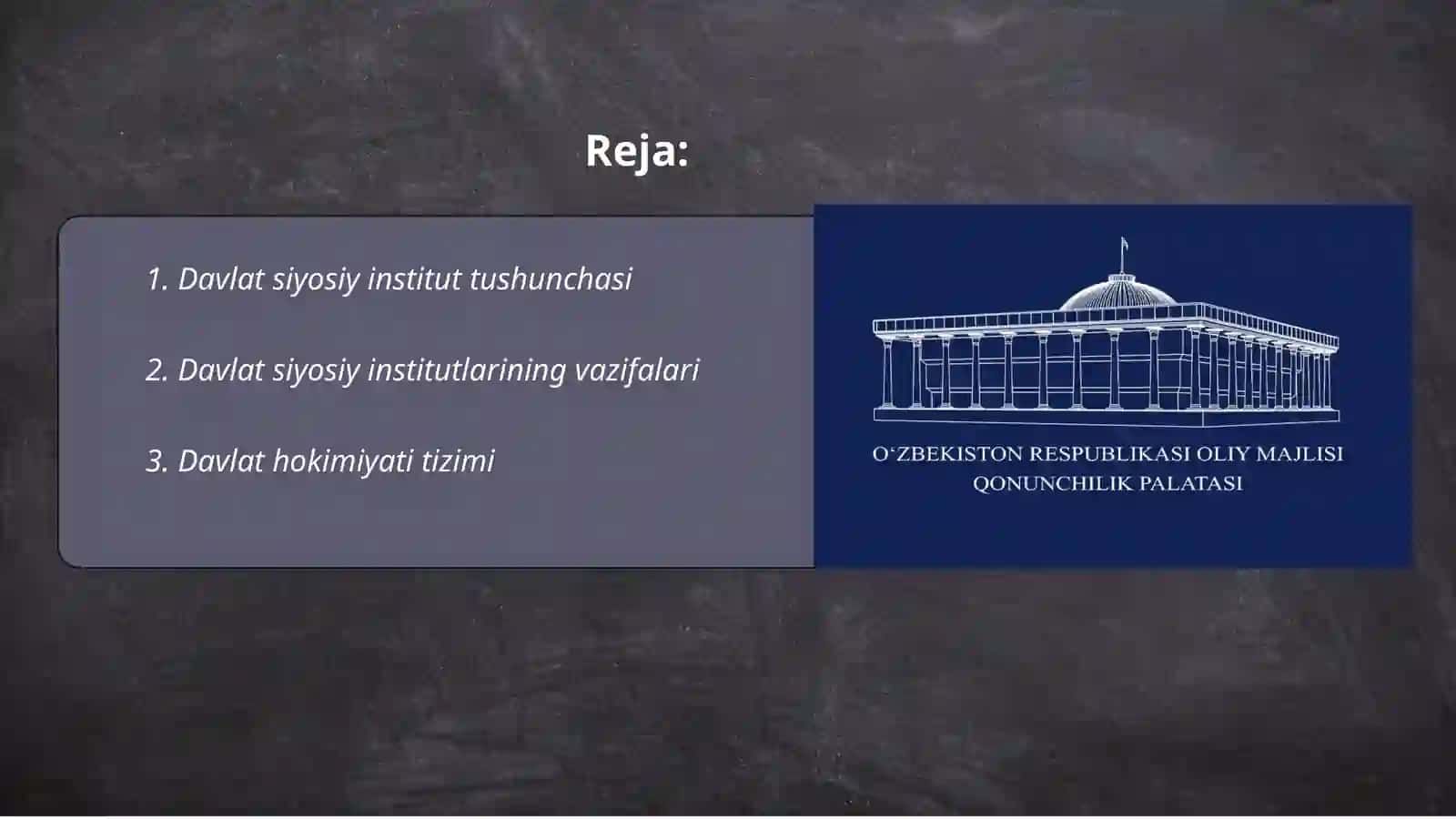 Davlat siyosiy institut ekanligi va uning tuzilishi. 2