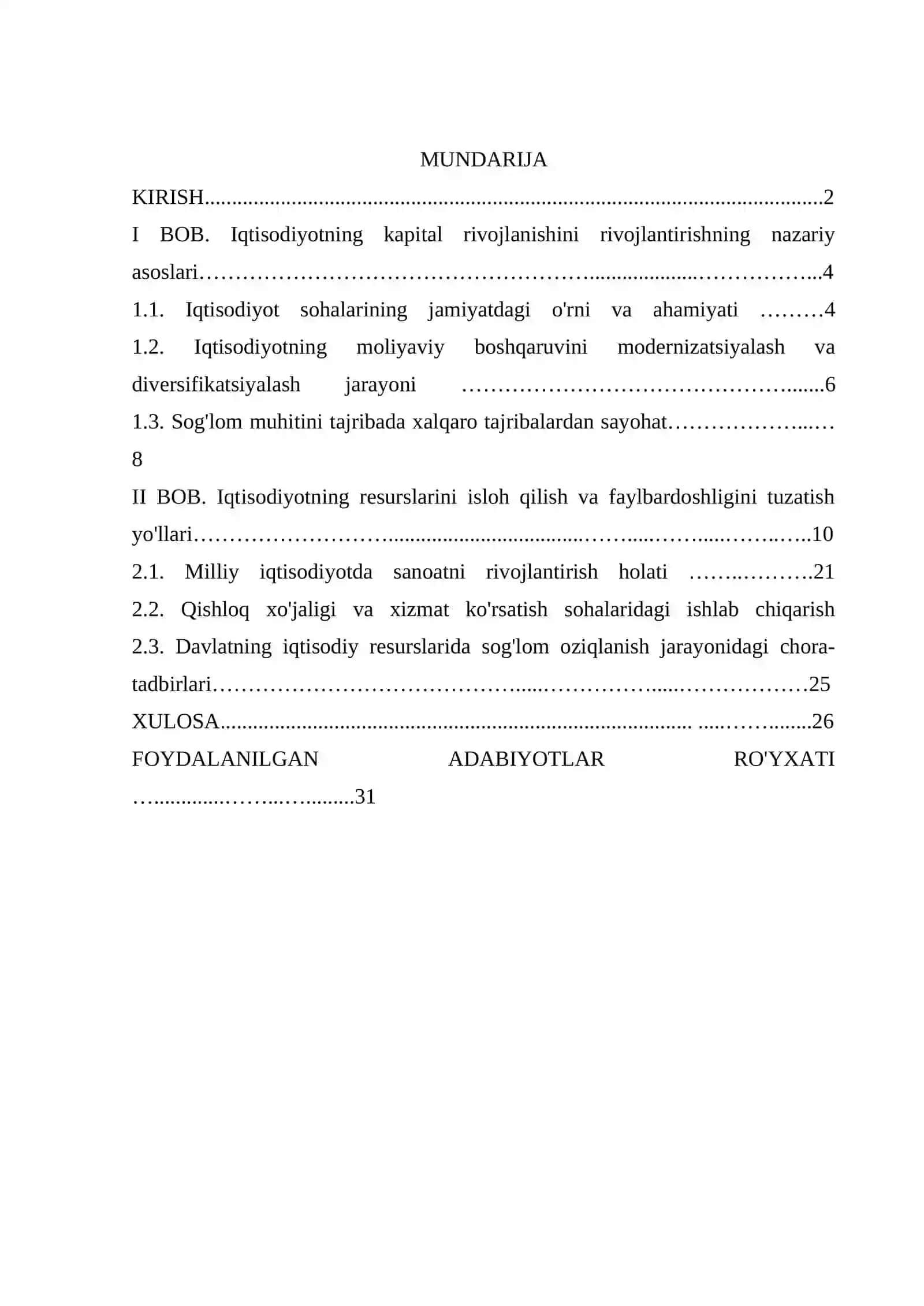 IQTISODIYOTNI YETAKCHI TARMOQLARINI ISLOH QILISH VA RIVOJLANTIRISH ORQALI SOG’LOM RAQOBAT MUHITINI YARATISH 2
