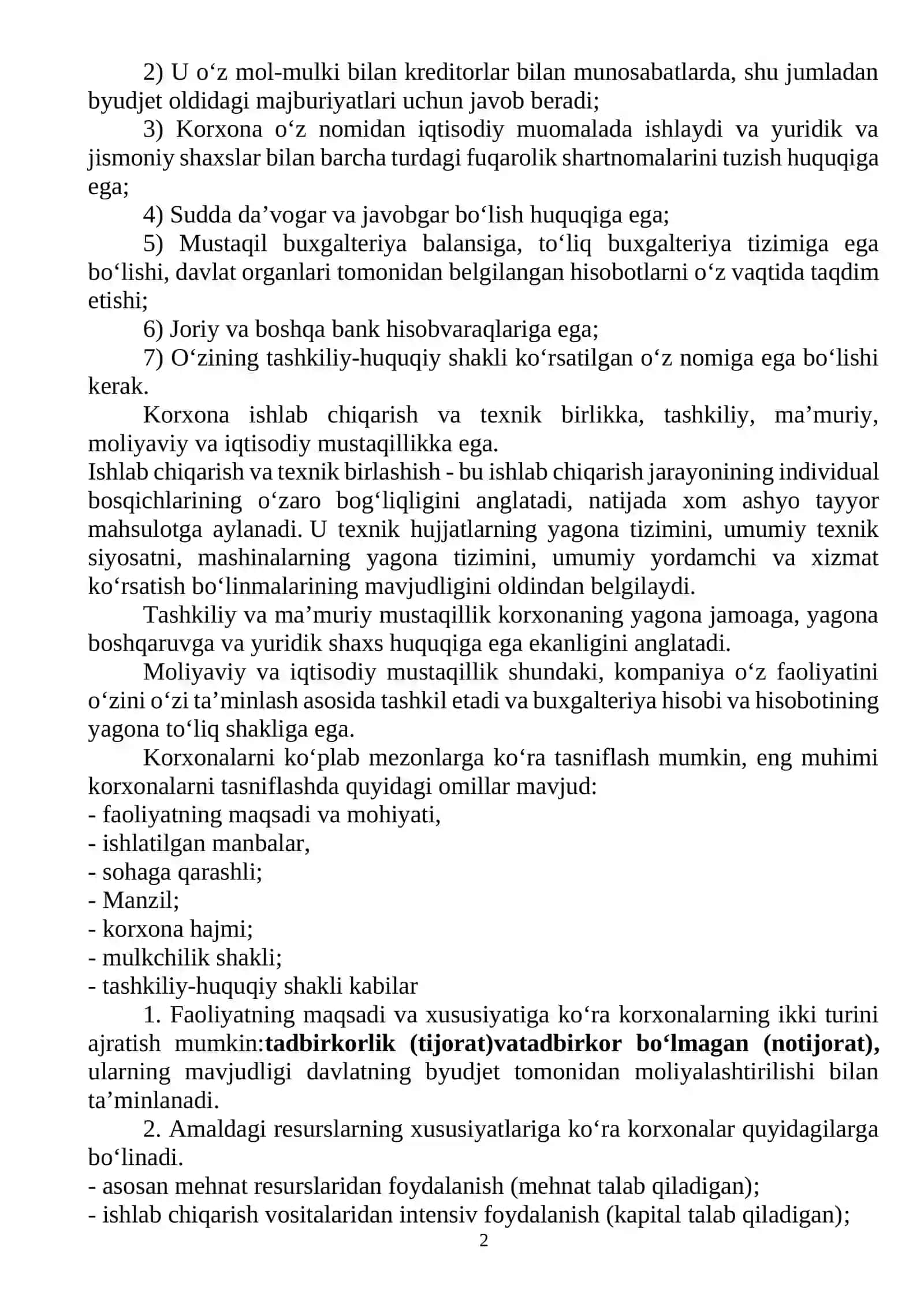 Korxonalarning tashkiliy huquqiy asoslari 2