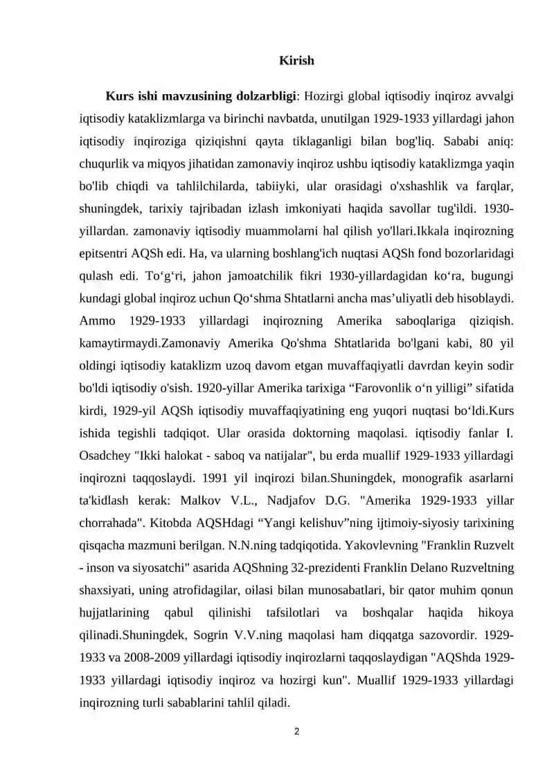 1929-1932-YILLARDAGI JAHON IQTISODIY INQIROZINING AQSH VA LOTIN AMERIKASIGA TA’SIRI 2