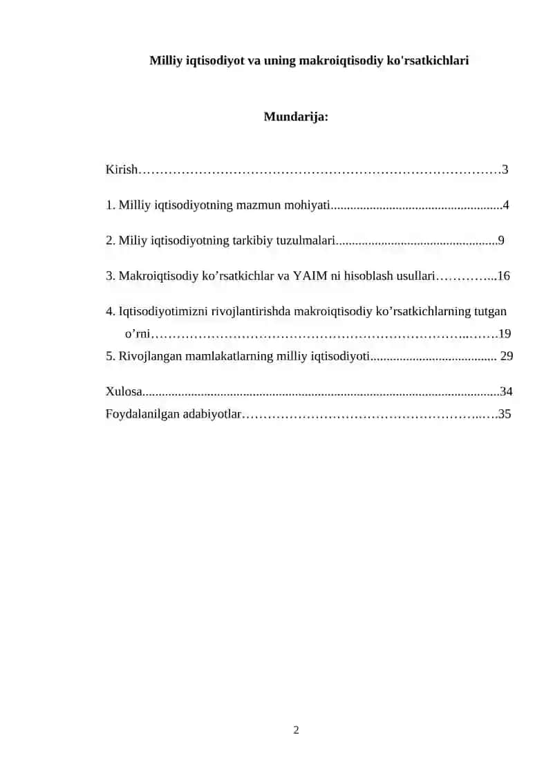 Milliy iqtisodiyot va uning makroiqtisodiy ko'rsatkichlari 2