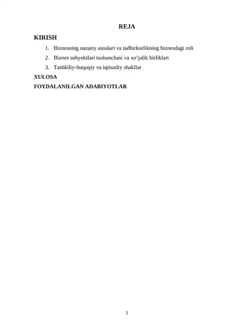 BIZNESDA BUXGALTERIYA HISOBI FANIDAN KURS ISHI 2