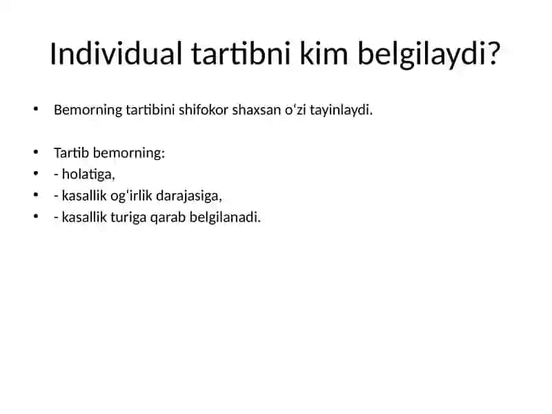 Bemorning individual tartibi 2