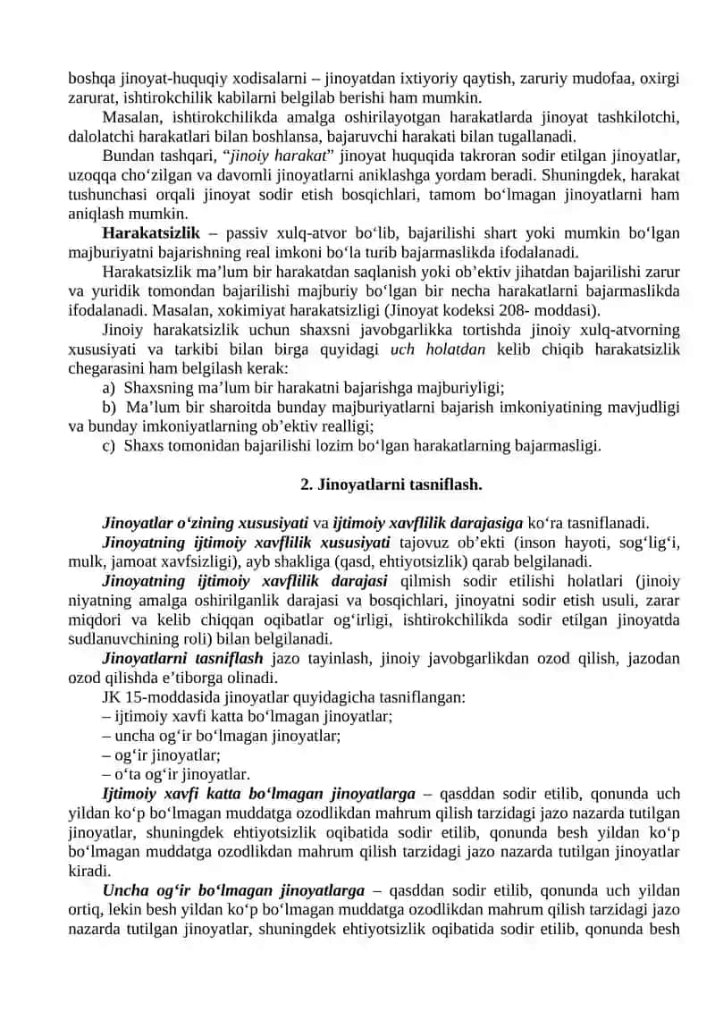 Jinoyat va jinoyatlarni tasniflash 2