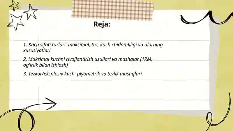 Jismoniy tarbiyada kuch sifati turlari va rivojlantirish uslubiyati 2