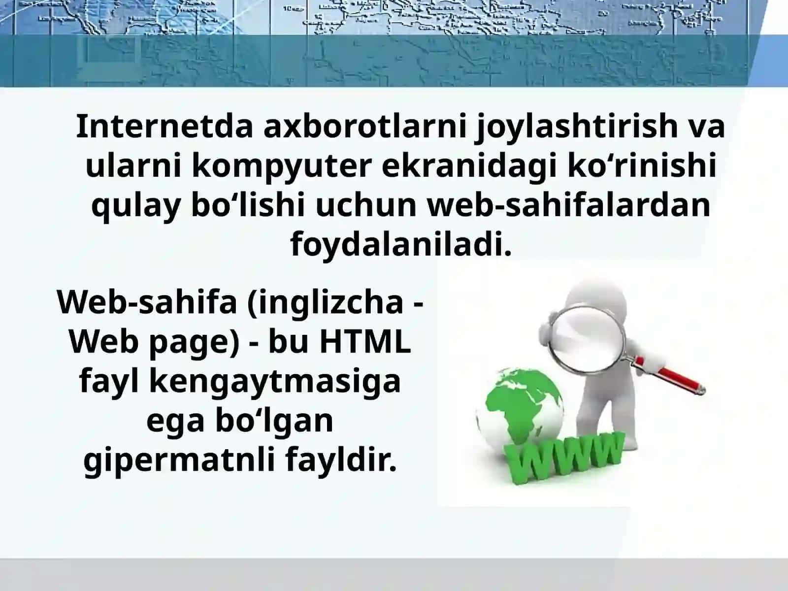 11-sinf Informatika Web-sahifa, Web-sayt va Web-dizayn tushunchalari 2