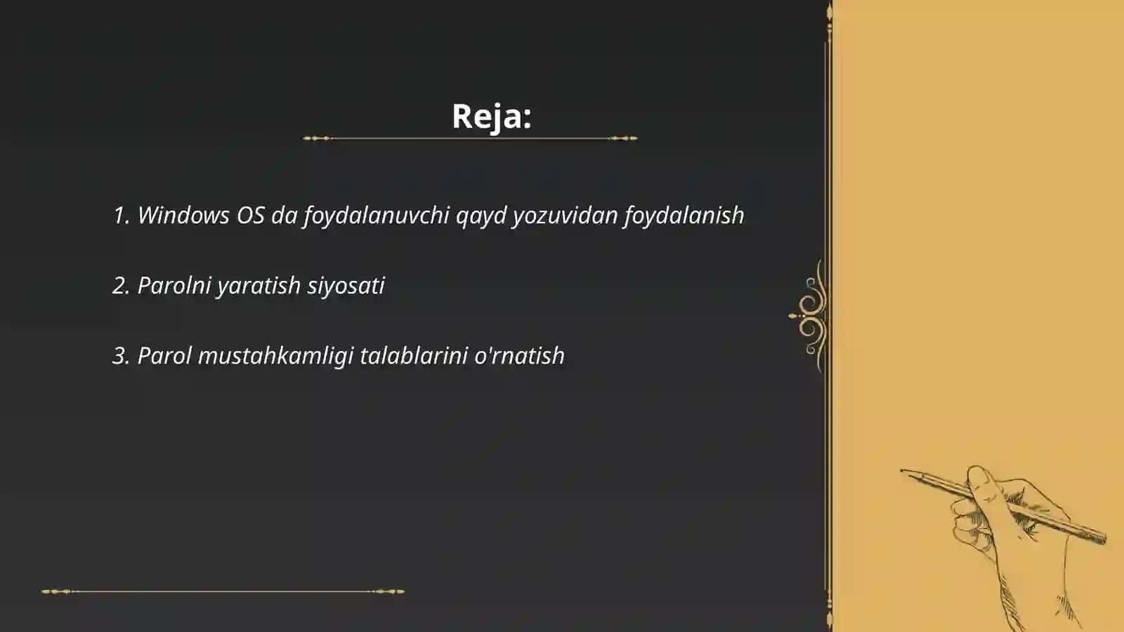 Windows OT da foydalanuvchi qayd yozuvini xususan, paroldan foydalanish siyosatini sozlash 2
