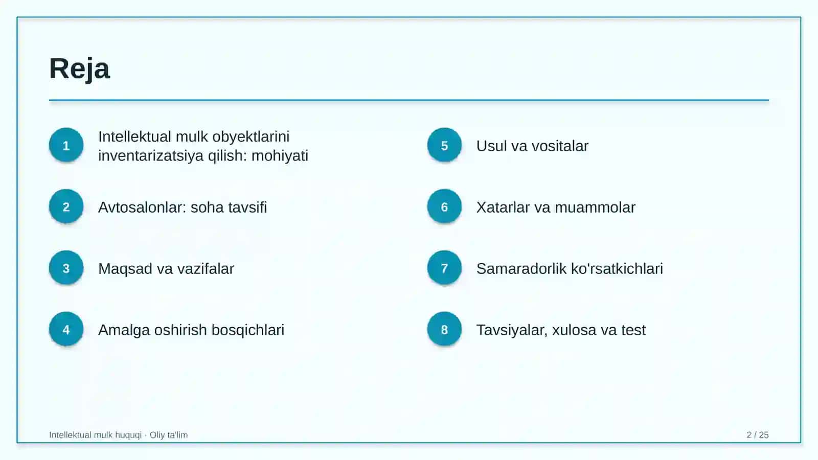 avtosalonlarda intellektual mulk obyektlarini inventarizatsiya qilish 3404 2