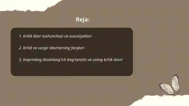 Rivojlanishdagi kritik davrlar 2