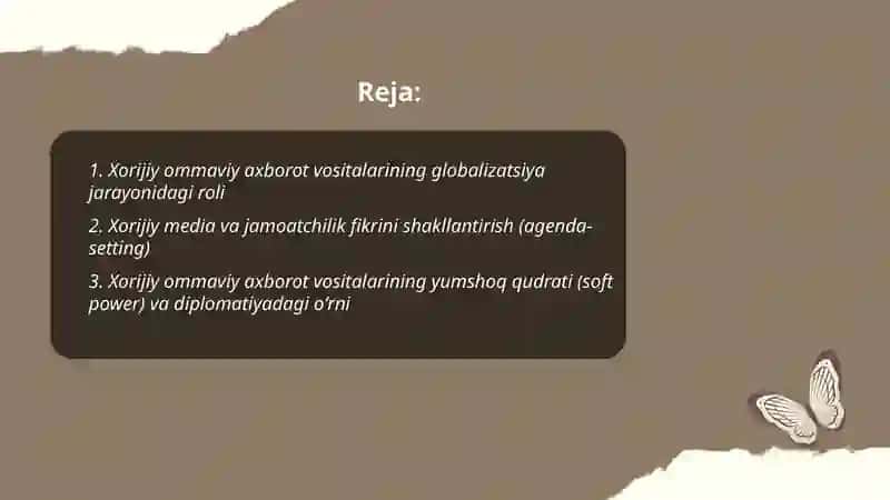 Xorijiy ommaviy axborot vositalarini media zamonidagi oʻrni 2