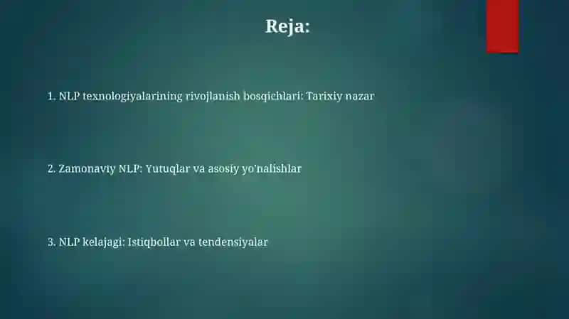 NLP texnologiyalarining rivojlanish bosqichlari 2