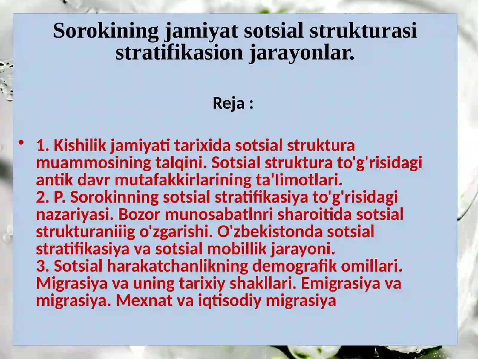 Sorokining jamiyat sotsial strukturasi stratifikasion jarayonlar 2
